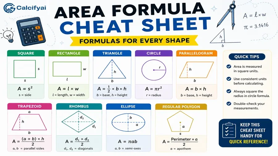 Area Formula Cheat Sheet: Essential Geometry Formulas You Should Know