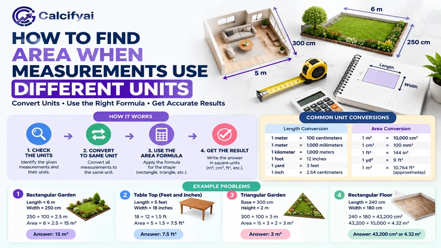 How to Find Area When Measurements Use Different Units