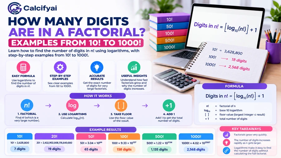 How Many Digits Are in a Factorial? Examples From 10! to 1000!	