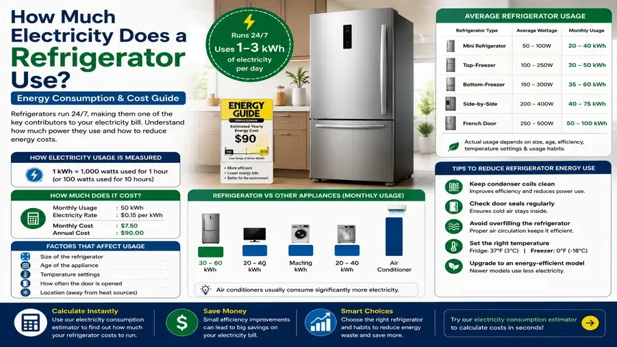 How Much Electricity Does a Refrigerator Use? Energy Consumption & Cost Guide