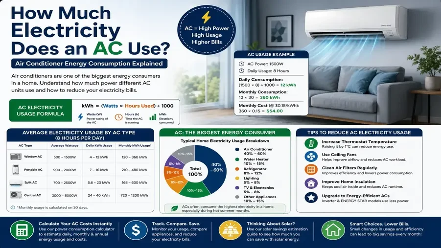 How Much Electricity Does an AC Use? Air Conditioner Energy Consumption Explained