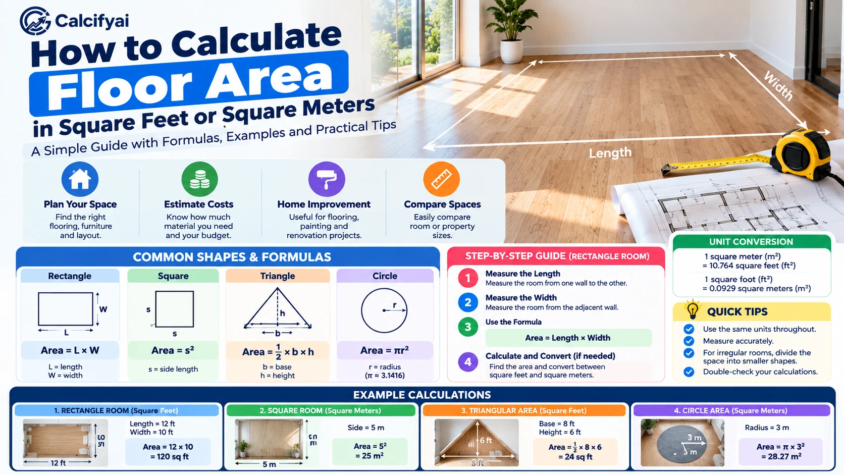 How to Calculate Floor Area in Square Feet or Square Meters