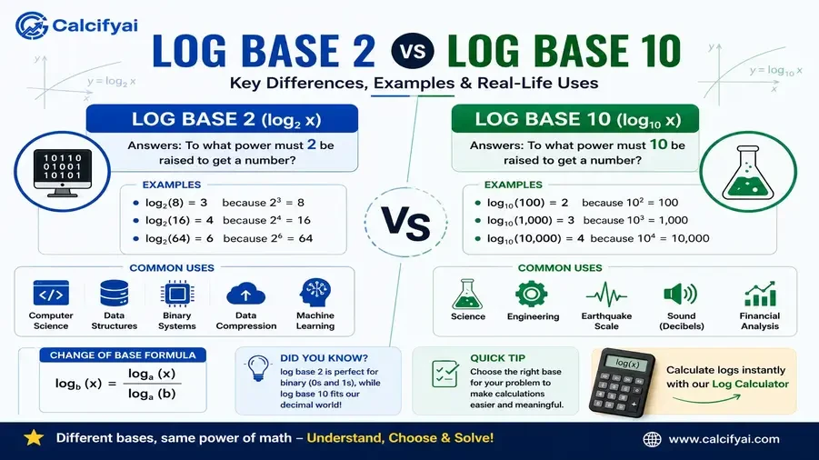 Log Base 2 vs Log Base 10