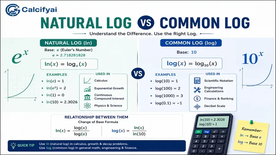 Natural Log vs Common Log: What's the Difference?