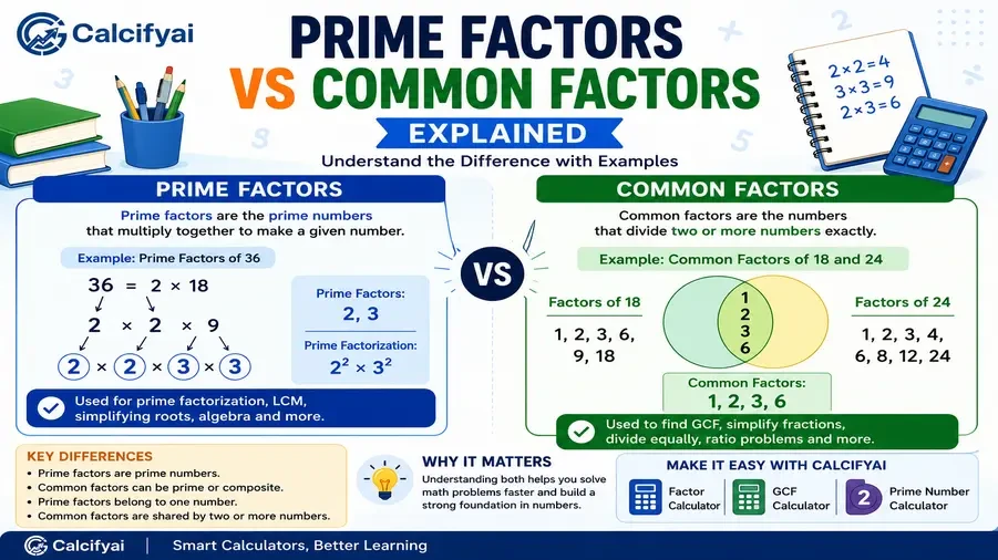 Prime Factors vs Common Factors Explained