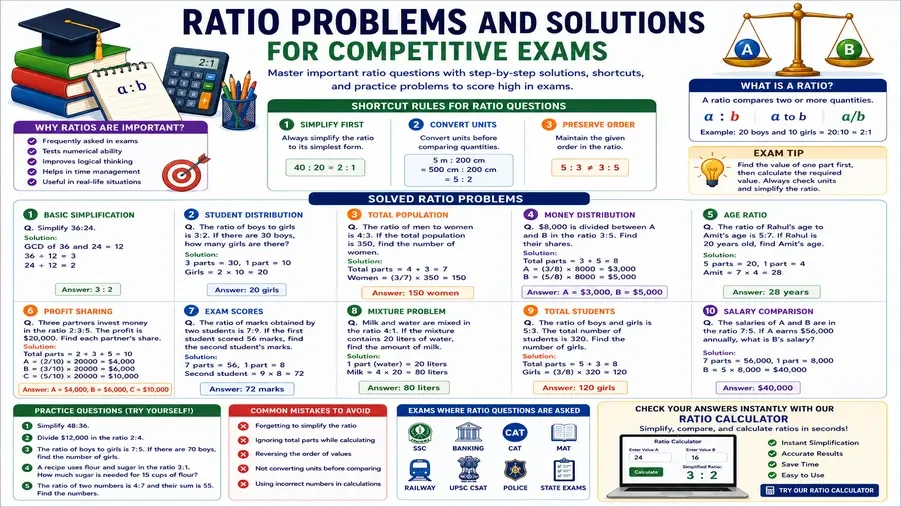 Ratio Problems and Solutions for Competitive Exams